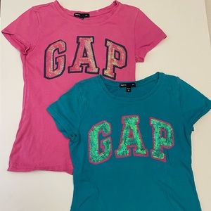 2 Gap shirts, kids medium size 8, one pink and one blue, great condition.